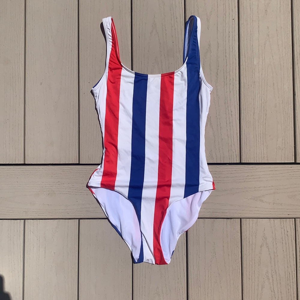 Onia striped one piece suit, just like Taylor Swift wore